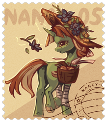 Size: 1024x1176 | Tagged: safe, artist:nancy-05, oc, species:pony, species:unicorn, clothing, hat, stamp
