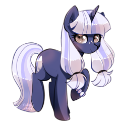 Size: 867x904 | Tagged: safe, artist:riukime, oc, oc only, oc:silverlay, species:pony, species:unicorn, cute, female, gradient hooves, mare, one hoof raised, silvabetes, simple background, solo, transparent background