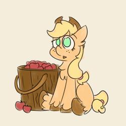 Size: 4000x4000 | Tagged: safe, artist:antimationyt, character:applejack, species:earth pony, species:pony, apple, female, floppy ears, food, simple background