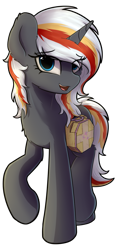 Size: 749x1592 | Tagged: safe, artist:av-4, artist:avastin4, oc, oc only, oc:velvet remedy, species:pony, species:unicorn, fallout equestria, eye clipping through hair, fanfic, fanfic art, female, fluttershy medical saddlebag, hooves, horn, looking at you, mare, medical saddlebag, open mouth, saddle bag, simple background, solo, transparent background