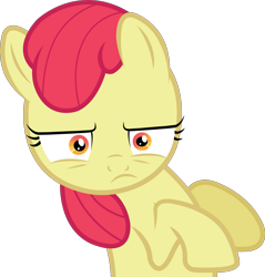 Size: 3523x3691 | Tagged: safe, artist:craftybrony, edit, editor:slayerbvc, character:apple bloom, species:earth pony, species:pony, accessory-less edit, apple bloom is not amused, female, filly, missing accessory, simple background, solo, transparent background, unamused, vector, vector edit