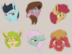 Size: 3300x2500 | Tagged: safe, artist:galinn-arts, oc, oc only, species:pony, blushing, crying, expressions, face, female, laughing, male, mare, multiple heads, sexy, simple background, stallion, tongue out, upset