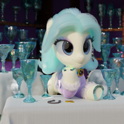 Size: 1920x1920 | Tagged: safe, artist:gabe2252, species:earth pony, species:pony, 3d, amethyst gleam, ammie thyst, bits, blender, crystal chalice, crystal chalice stand pony, cycles, female, horseshoes, jewelry, mare, rusty horseshoe, solo