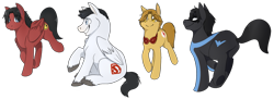 Size: 1357x495 | Tagged: safe, artist:the-chibster, species:pony, kid flash, nightwing, ponified, red robin, superboy