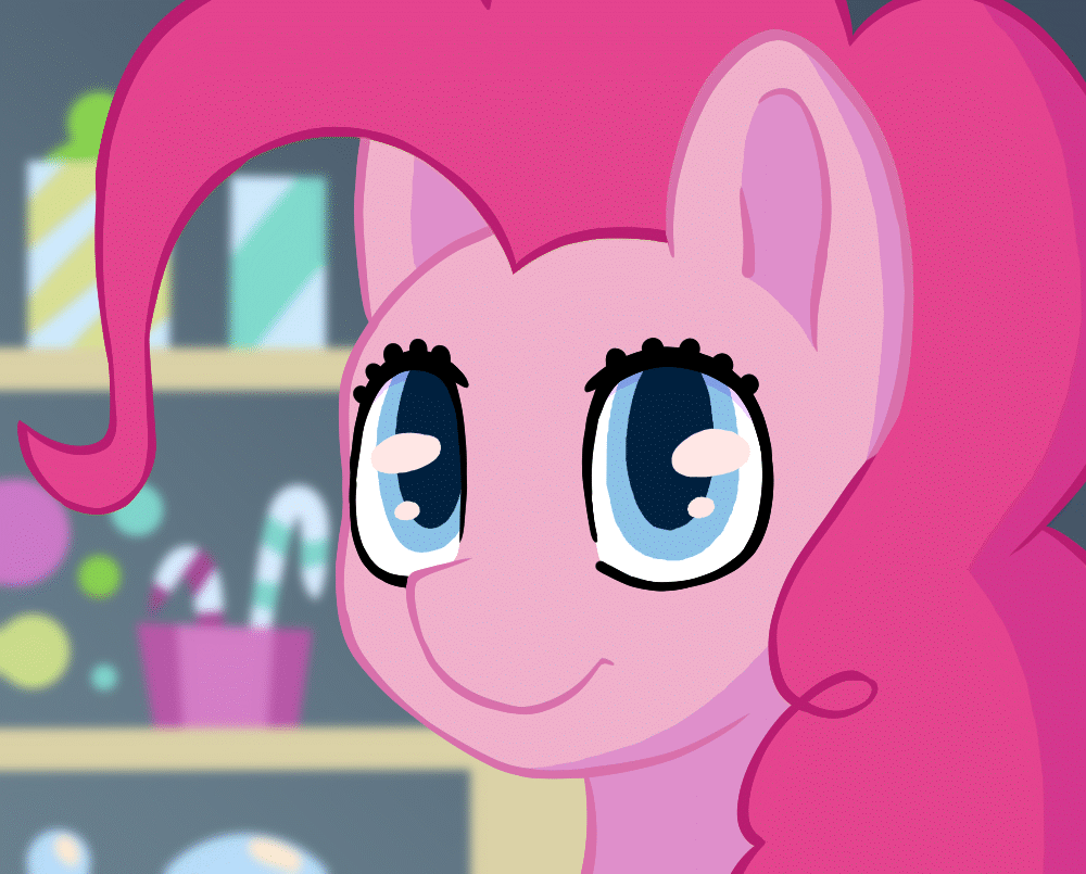 Size: 1000x805 | Tagged: safe, artist:senaelik, character:pinkie pie, species:earth pony, species:pony, animated, derp, female, gif, looking at you, mare, reaction image, silly, solo