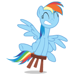Size: 220x250 | Tagged: safe, artist:sasha-flyer, edit, edited screencap, screencap, character:rainbow dash, species:pegasus, species:pony, episode:testing testing 1-2-3, g4, my little pony: friendship is magic, animated, animated png, childish, cute, dashabetes, excited, eyes closed, female, grin, looking around, mare, simple background, smiling, solo, spread wings, stooldash, transparent background, underhoof, vector, wings