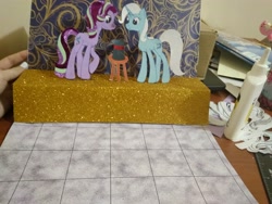 Size: 4160x3120 | Tagged: safe, artist:onlymeequestrian, character:starlight glimmer, character:trixie, species:pony, species:unicorn, craft, magic show, papercraft, photo, traditional art