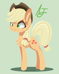 Size: 4000x5000 | Tagged: safe, artist:galinn-arts, character:applejack, species:earth pony, species:pony, chest fluff, cute, ear fluff, female, happy, jackabetes, lineless, mare, smiling, solo