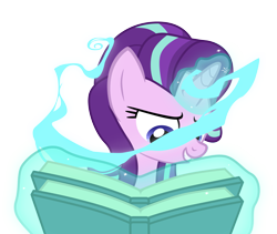 Size: 4431x3744 | Tagged: safe, artist:sol-r, character:starlight glimmer, species:pony, species:unicorn, episode:every little thing she does, g4, my little pony: friendship is magic, book, female, glowing horn, horn, magic, mare, simple background, solo, transparent background, vector
