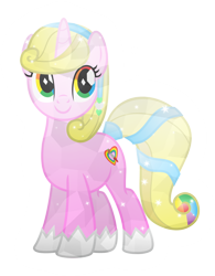 Size: 1024x1310 | Tagged: safe, artist:meteor-spark, oc, oc only, oc:rainbow heart, species:crystal pony, species:pony, crystal empire, crystalline, crystallized, glow, shiny, simple background, solo, transparent background