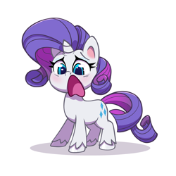 Size: 3000x3000 | Tagged: safe, alternate version, artist:senaelik, character:rarity, species:pony, species:unicorn, my little pony:pony life, female, mare, open mouth, simple background, solo, unshorn fetlocks, white background