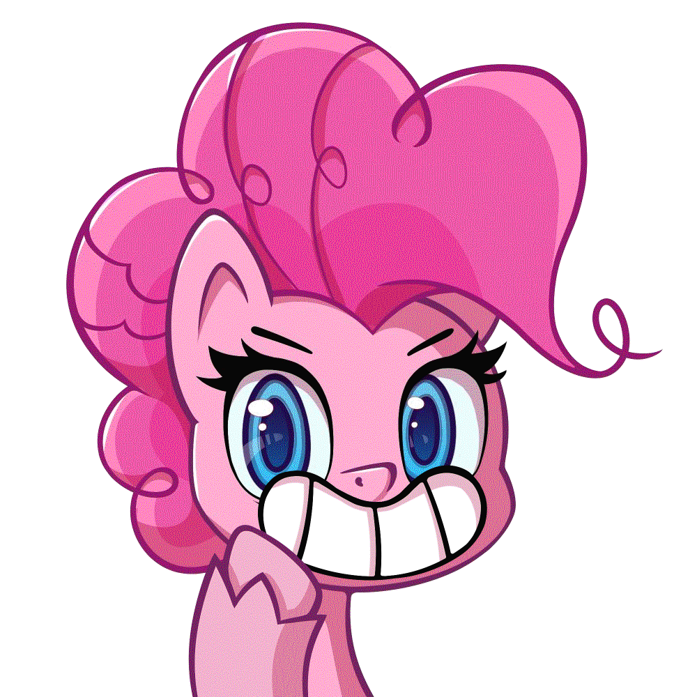 Size: 1000x1000 | Tagged: safe, artist:senaelik, derpibooru original, character:pinkie pie, species:earth pony, species:pony, my little pony:pony life, angry, animated, death stare, female, gif, mare, mask, run, solo, when she doesn't smile
