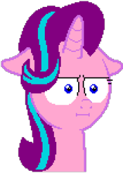 Size: 428x600 | Tagged: safe, artist:andrevus, editor:cocoa bittersweet, character:starlight glimmer, species:pony, species:unicorn, episode:marks for effort, g4, my little pony: friendship is magic, :i, bust, faec, female, floppy ears, guidance counselor, i mean i see, manepxls, mare, pixel art, pxls.space, simple background, solo, transparent background