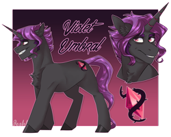 Size: 5000x4000 | Tagged: safe, artist:jeshh, oc, oc:violet umbral, parent:king sombra, parent:rarity, parents:sombrarity, species:pony, species:unicorn, absurd resolution, male, offspring, reference sheet, solo, stallion