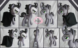 Size: 6482x4004 | Tagged: safe, artist:dixierarity, character:king sombra, species:pony, species:unicorn, animatic, cape, clothing, erik, evil, mask, phantom of the opera, plushie, project