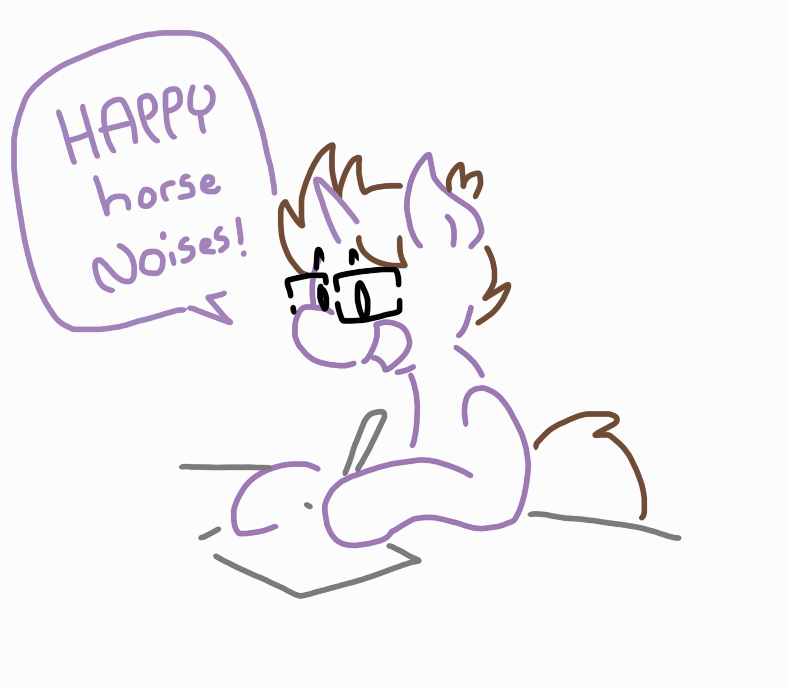 Size: 1600x1398 | Tagged: safe, artist:doodledandy, oc, oc only, oc:doodledandy, species:pony, species:unicorn, animated, blinking, cute, descriptive noise, dexterous hooves, drawing, frame by frame, gif, glasses, happy, male, smiling, solo, squigglevision, stallion