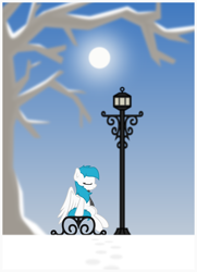 Size: 1848x2553 | Tagged: safe, artist:zylgchs, oc, oc only, oc:cynosura, species:pony, bench, clothing, lamppost, scarf, sitting, solo, vector, winter