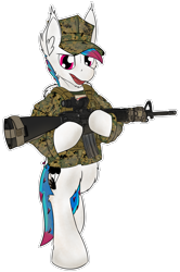 Size: 1265x1903 | Tagged: safe, artist:kamithepony, oc, oc:kami, species:pegasus, species:pony, clothing, dirty, jacket, m16a4, marines, marpat woodland, mccuu, military, plate carrier, simple background, solo, standing, transparent background, us marines, usmc