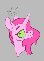 Size: 1750x2450 | Tagged: safe, artist:slimeprnicess, oc, oc only, bust, crown, gray background, heart eyes, horn, jewelry, looking at you, regalia, side view, simple background, slimer, solo, wingding eyes