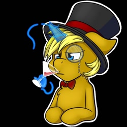 Size: 1000x1000 | Tagged: safe, artist:melodis, oc, oc only, species:pony, species:unicorn, bow tie, clothing, cocktail, hand, hat, magic, magic hands, monocle, top hat