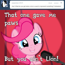 Size: 648x650 | Tagged: safe, artist:craftybrony, character:pinkie pie, species:pony, ask pun, ask, ask tickled pinkie, female, pun, solo