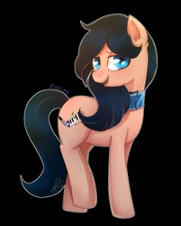 Size: 951x1183 | Tagged: safe, artist:riukime, oc, oc only, oc:crescend cinnamon, species:earth pony, species:pony, black background, choker, ear fluff, female, mare, simple background, solo