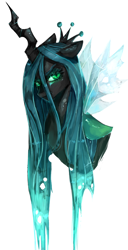 Size: 2234x4361 | Tagged: safe, artist:riukime, character:queen chrysalis, species:changeling, bust, changeling queen, female, portrait, quadrupedal, simple background, solo, white background