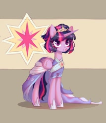 Size: 1280x1494 | Tagged: safe, artist:shore2020, character:twilight sparkle, character:twilight sparkle (alicorn), species:alicorn, species:pony, episode:the last problem, g4, my little pony: friendship is magic, clothing, coronation dress, dress, eyebrows, eyebrows visible through hair, female, hoof shoes, mare, second coronation dress, solo