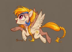 Size: 1920x1372 | Tagged: safe, artist:shore2020, character:golden feather, character:princess celestia, species:pegasus, species:pony, spoiler:comic, spoiler:comic65, braid, braided tail, disguise, female, mare, solo