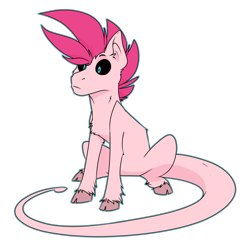 Size: 4209x4161 | Tagged: safe, artist:the-blackeye, oc, oc:mechika, species:pony, alien, black sclera, cloven hooves, crossover, dragon ball z, hybrid, long tail, male, pink coat, pink mane, simple background, solo, sticker, transparent background, what if