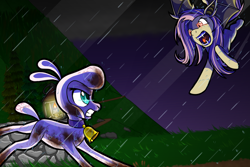 Size: 1798x1198 | Tagged: safe, artist:redahfuhrerking, community related, character:flutterbat, character:fluttershy, character:pom lamb, species:bat pony, species:pegasus, species:pony, species:sheep, them's fightin' herds, badass, bat ponified, clenched teeth, crossover, determination, determined, fight, flutterbadass, lamb, meme, mud, muddy, race swap, rage, rain