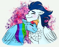 Size: 3197x2541 | Tagged: safe, artist:bellbell123, character:rainbow dash, character:soarin', species:pony, ship:soarindash, female, male, shipping, straight