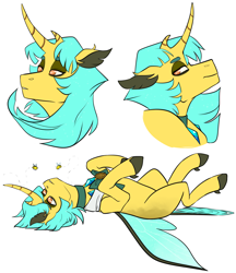 Size: 2500x2900 | Tagged: safe, artist:jeshh, oc, oc only, oc:yellow jacket, parent:coco pommel, parent:thorax, parents:cocorax, species:changepony, high res, hybrid, interspecies offspring, offspring, simple background, solo, white background