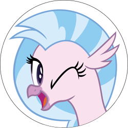 Size: 1000x1000 | Tagged: safe, artist:andrevus, derpibooru original, character:silverstream, species:classical hippogriff, species:hippogriff, cute, diastreamies, female, icon, one eye closed, simple background, solo, transparent background, wink, winking at you