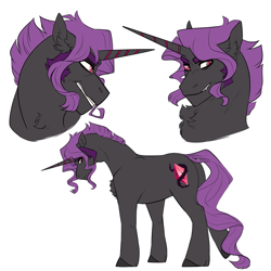 Size: 3000x3000 | Tagged: safe, artist:jeshh, oc, oc:violet umbral, parent:king sombra, parent:rarity, parents:sombrarity, species:pony, species:unicorn, high res, male, offspring, simple background, solo, stallion, white background