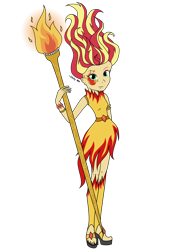 Size: 2000x2667 | Tagged: safe, artist:onlymeequestrian, character:sunset shimmer, my little pony:equestria girls, female, fiery shimmer, fire, simple background, solo, torch, transparent background