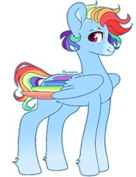 Size: 667x865 | Tagged: safe, artist:fioweress, character:rainbow dash, species:pegasus, species:pony, colored wings, female, folded wings, looking back, mare, multicolored wings, rainbow wings, simple background, smiling, transparent background, wings