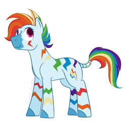 Size: 850x850 | Tagged: safe, artist:enigmadoodles, character:rainbow dash, species:zebra, 20% cooler, female, simple background, solo, species swap, white background, zebrafied