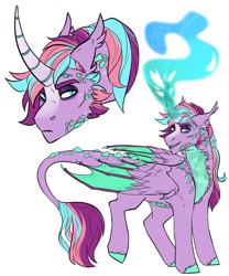 Size: 2500x3000 | Tagged: safe, artist:jeshh, oc, oc:lucid vision, parent:princess flurry heart, parent:spike, parents:flurryspike, species:dracony, species:dragon, species:pony, high res, hybrid, interspecies offspring, magic, male, offspring, simple background, solo, white background