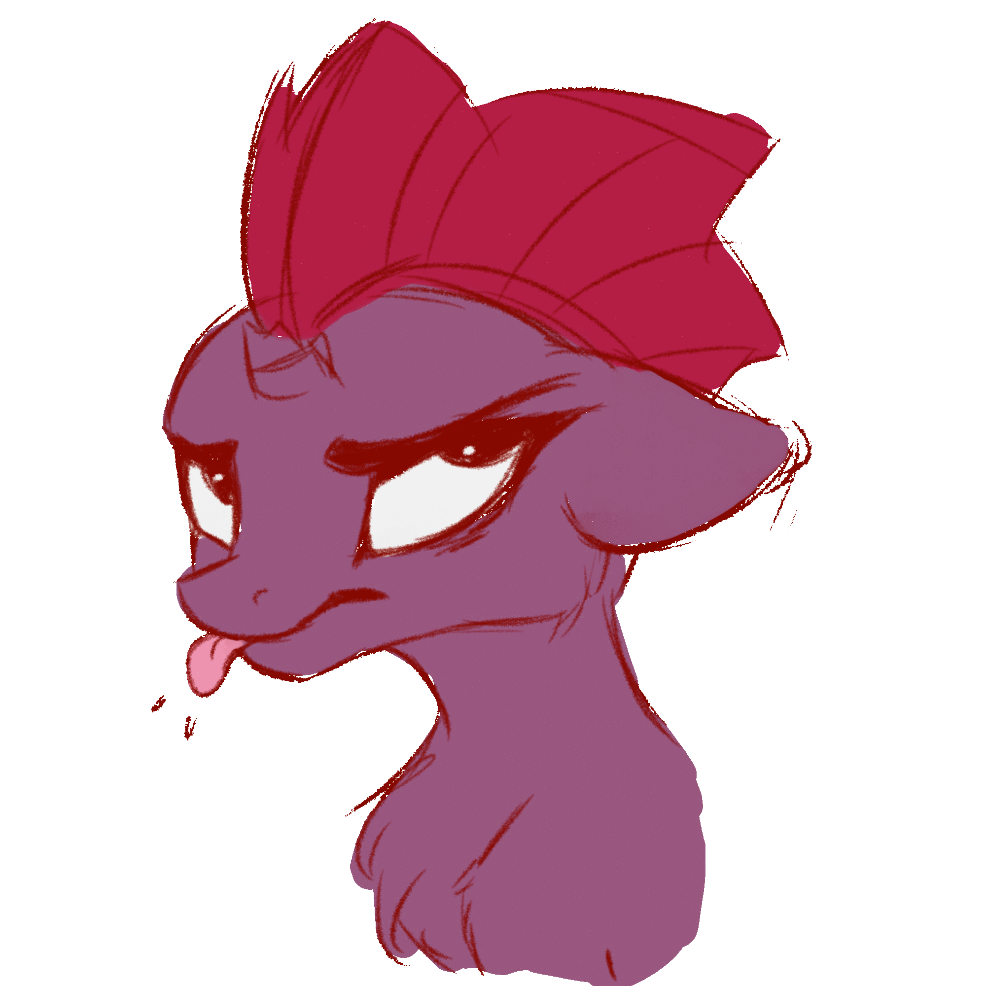 Size: 2000x2000 | Tagged: safe, artist:galinn-arts, character:tempest shadow, species:pony, species:unicorn, animated, blinking, broken horn, chest fluff, female, floppy ears, gif, horn, mare, mlem, raspberry, silly, tongue out