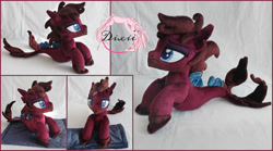 Size: 2500x1394 | Tagged: safe, artist:dixierarity, species:pony, species:seapony (g4), blanket, bring me the horizon, commission, facial hair, fins, fish tail, handmade, irl, jordan fish, lidded eyes, male, photo, plushie, ponified