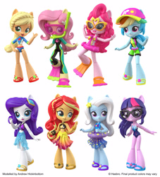 Size: 1452x1600 | Tagged: safe, artist:andrew hickinbottom, character:applejack, character:fluttershy, character:pinkie pie, character:rainbow dash, character:rarity, character:sunset shimmer, character:trixie, character:twilight sparkle, character:twilight sparkle (scitwi), species:eqg human, equestria girls:forgotten friendship, g4, my little pony: equestria girls, my little pony:equestria girls, clothing, humane five, humane seven, humane six, swimsuit