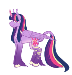 Size: 716x740 | Tagged: safe, artist:ask-pinkie-polkadot-pie, character:twilight sparkle, character:twilight sparkle (alicorn), species:alicorn, species:pony, alternate design, colored hooves, curved horn, female, horn, simple background, solo, transparent background, tumblr:ask-pinkie-polkadot-pie, unshorn fetlocks