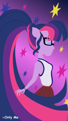 Size: 1500x2669 | Tagged: safe, artist:onlymeequestrian, character:twilight sparkle, character:twilight sparkle (scitwi), species:eqg human, my little pony:equestria girls, female, ponied up, ponytail, solo, wallpaper