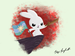 Size: 1024x768 | Tagged: safe, artist:yooyfull, character:angel bunny, flag, sword