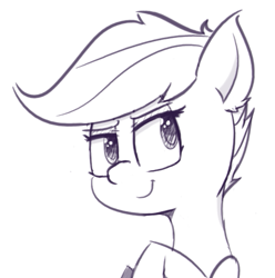 Size: 555x559 | Tagged: safe, artist:pinkberry, character:scootaloo, species:pegasus, species:pony, drawpile, female, filly, looking at you, monochrome, sketch, solo