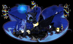 Size: 2047x1241 | Tagged: safe, artist:togeticisa, character:nightmare moon, character:princess luna, species:alicorn, species:pony, chains, crying, crystal, female, filly, ghost, imprisoned, injured, mare, regret, s1 luna, undead, woona, younger