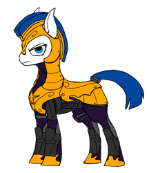 Size: 1216x1408 | Tagged: safe, artist:andromailus, artist:chaosmagex, edit, species:earth pony, species:pony, armor, female, looking at you, mare, royal guard, royal guard armor, rule 63, simple background, solo, transparent background
