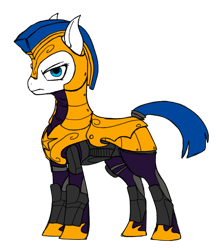 Size: 1216x1408 | Tagged: safe, artist:andromailus, artist:chaosmagex, edit, species:earth pony, species:pony, armor, edited edit, female, looking at you, mare, royal guard, royal guard armor, rule 63, simple background, solo, transparent background