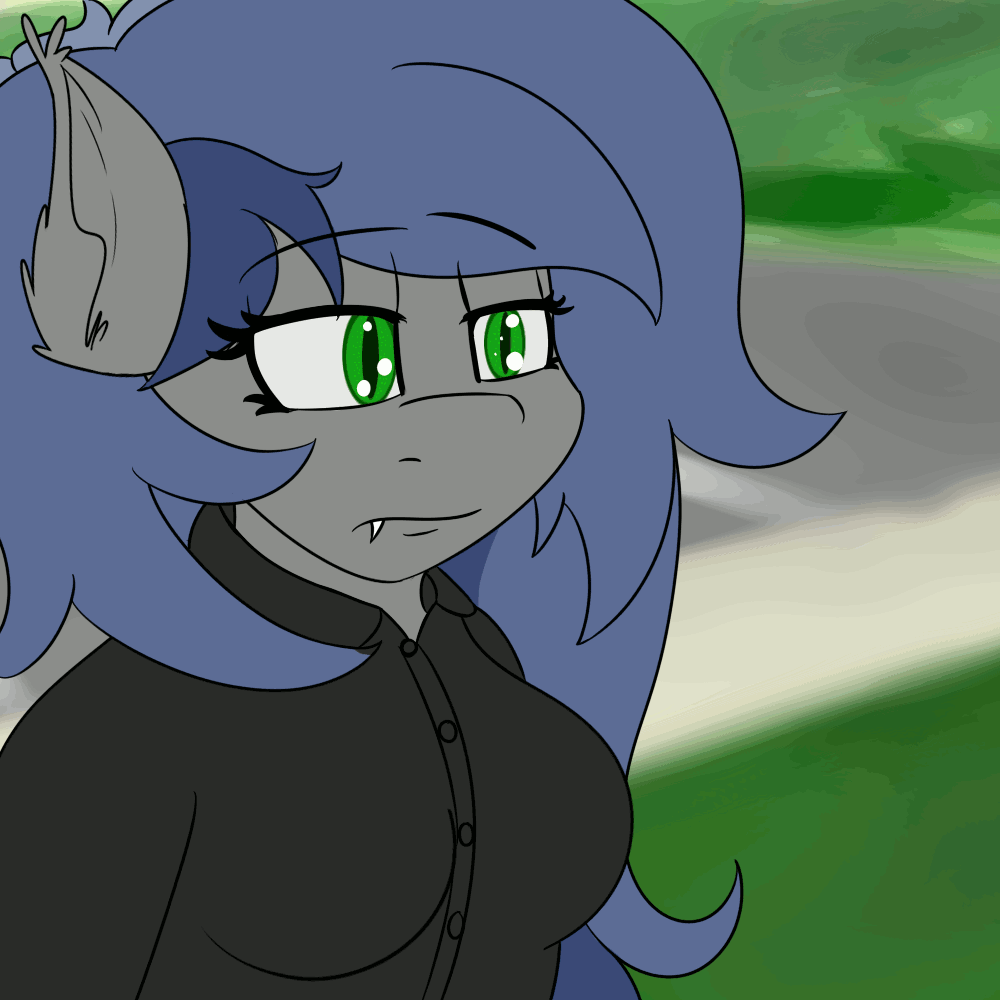 Size: 1000x1000 | Tagged: safe, artist:eclipsepenumbra, artist:eclipsethebat, oc, oc only, oc:eclipse penumbra, species:anthro, species:bat pony, species:pony, animated, bat pony oc, bat wings, blinking, fading, female, green eyes, mare, meme, my homie jerome, nail polish, peace, ponified meme, wings